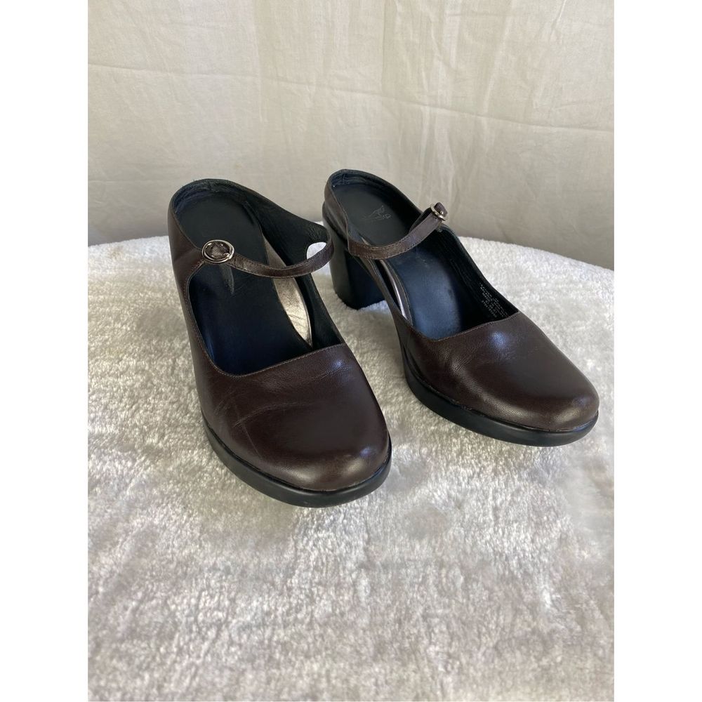 Dansko Brown Leather Heels Mules Mary Janes Womens Size 39